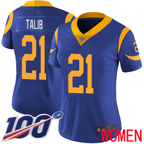Los Angeles Rams Limited Royal Blue Women Aqib Talib Alternate Jersey NFL Football 21 100th Season Vapor Untouchable